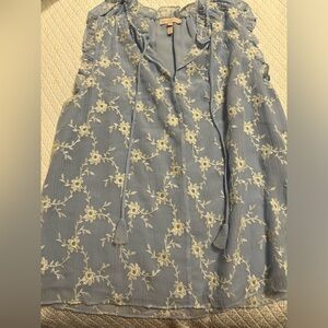 Rebecca Taylor Blue Vine Embroidery Sleeveless Top size Small